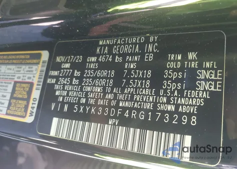 2024 Kia Sportage Ex из США, поврежденный, VIN 5XYK33DF4RG173298